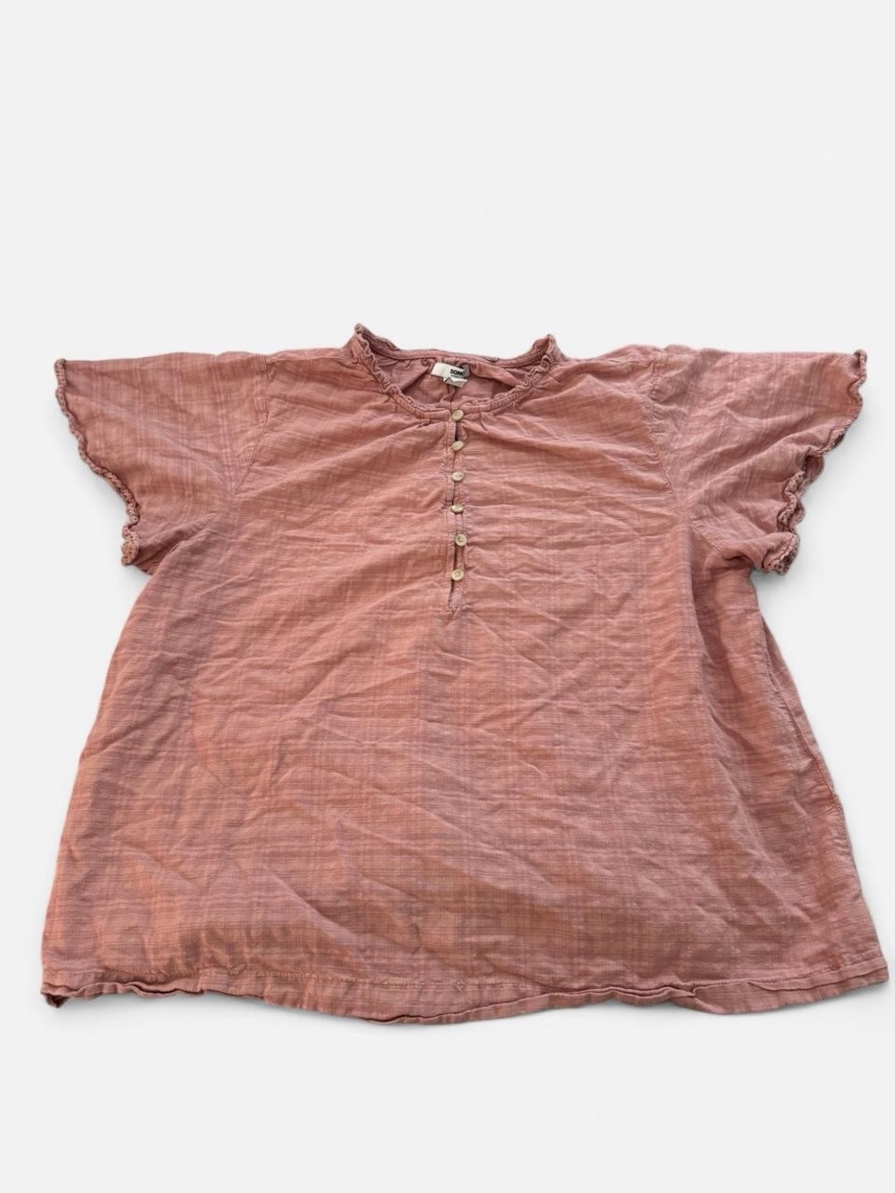 Sonoma Girls Dusty Rose Ruffle Henley Top